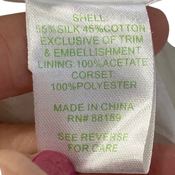 Lilly Pulitzer Green & blue floral silk blend LANGLEY Strapless dress Sundress 6 - Picture 12 of 14